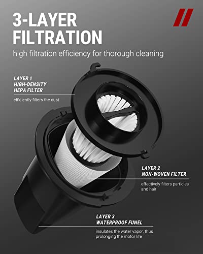 Vaclife Handheld Vacuum Cleaner - Car Vacuum Cordless Rechargeable With High Power Suction, Wireless Mini Portable Vacuum For Car/Home, Silver&Black (Vl106) #TOP2