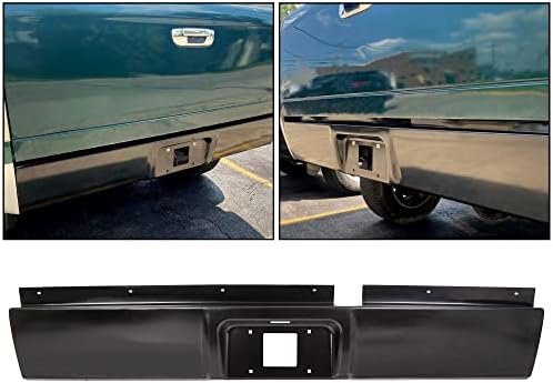HECASA Rear Roll Pan Compatible with 2002-2008 Dodge Ram 1500/2003-2009 2500 3500 Full Size Pickup w/License Plate Part w/Light Kit Rollpan Steel Black