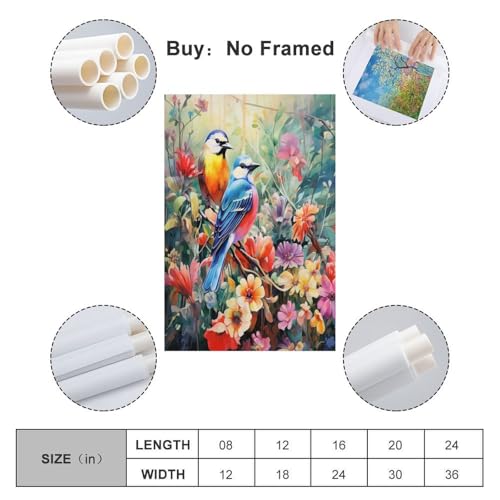 Toile d'oiseaux et fleurs pour masquer un mur blanc vide - 2