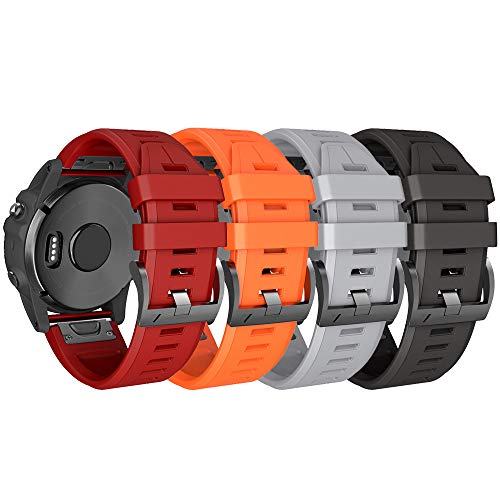 Image of NotoCity Compatible Garmin Fenix 5X Plus Bands Sport Silicone Replacement Watch Strap for Garmin Fenix 5X /Fenix 5X Plus /Fenix 3 /Fenix 3 HR (Black /Orange /red /Grey)