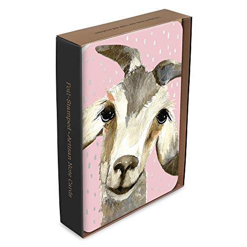 Image of Artisan Blank Note Cards by Studio Oh! - Rachel Brown Gilbert The Goat - Pack of 8 - 4.25 inch x 5.5 inch Printed Textured Art Paper Embellished with Foil Stamping Cards and Envelopes