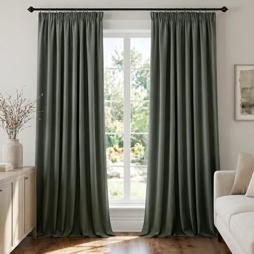 Deconovo Gardinen Vorhang Blickdicht Verdunklungsvorhänge Deko Tannengrün | 2er Set, H 230 x B 140 cm, Thermogardine, für Wohnzimmer, Curtains for Bedroom, für gegen Hitze, Gardine