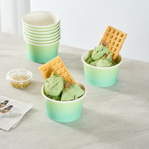 Image of Restaurantware Ice Cream Cups 50 Pack of 8 oz Leak-Resistant Disposable Dessert Bowl Frozen Yogurt Cup Round Paper Container For Cold And Hot Desserts