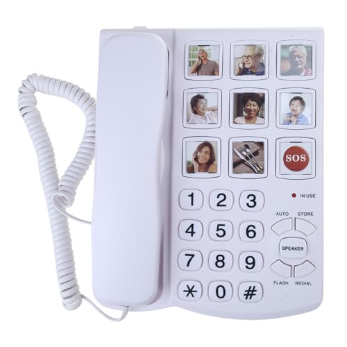 Téléphone fixe filaire à gros boutons et grand cadran de vitesse pour seniors