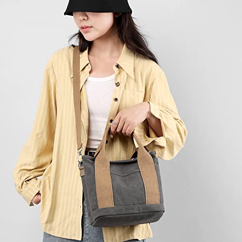 Handbag for Women Multi-Pockets, Canvas Tote Shoulder Bags with Zipper, Satchel Hobo Bag for Travel Work4