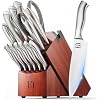 KnifeSaga Kitchen Knife Block Set, Enduring Sharpness Premium Knife Set with Block, 14 Pcs Japanese High Carbon Stainless Steel Knives Set for Kitchen, Chef Knife Set with Block and Built in Sharpener