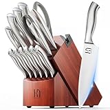 KnifeSaga Kitchen Knife Block Set, Enduring Sharpness Premium Knife Set with Block, 14 Pcs Japanese High Carbon Stainless Steel Knives Set for Kitchen, Chef Knife Set with Block and Built in Sharpener