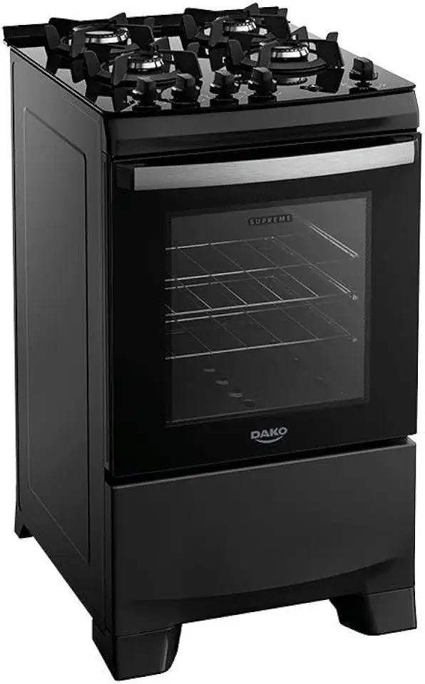 Fogão 4 Bocas Dako Supreme Glass Com Mesa Vidro Preto Bivolt