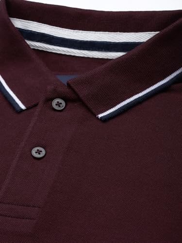 Image of The Bear House Men's Maroon Long Sleeves Pique Polo