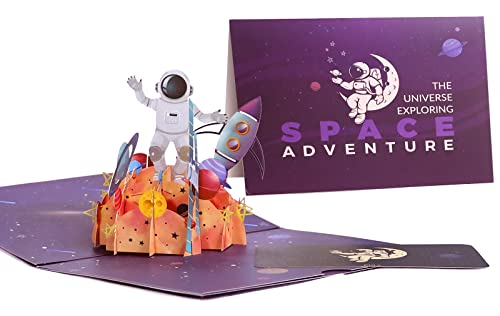 DEESOSPRO® Cartão de aniversário presente para familiares, amigos e amantes, cartão de felicitação emergente 3D, espaço e astronauta