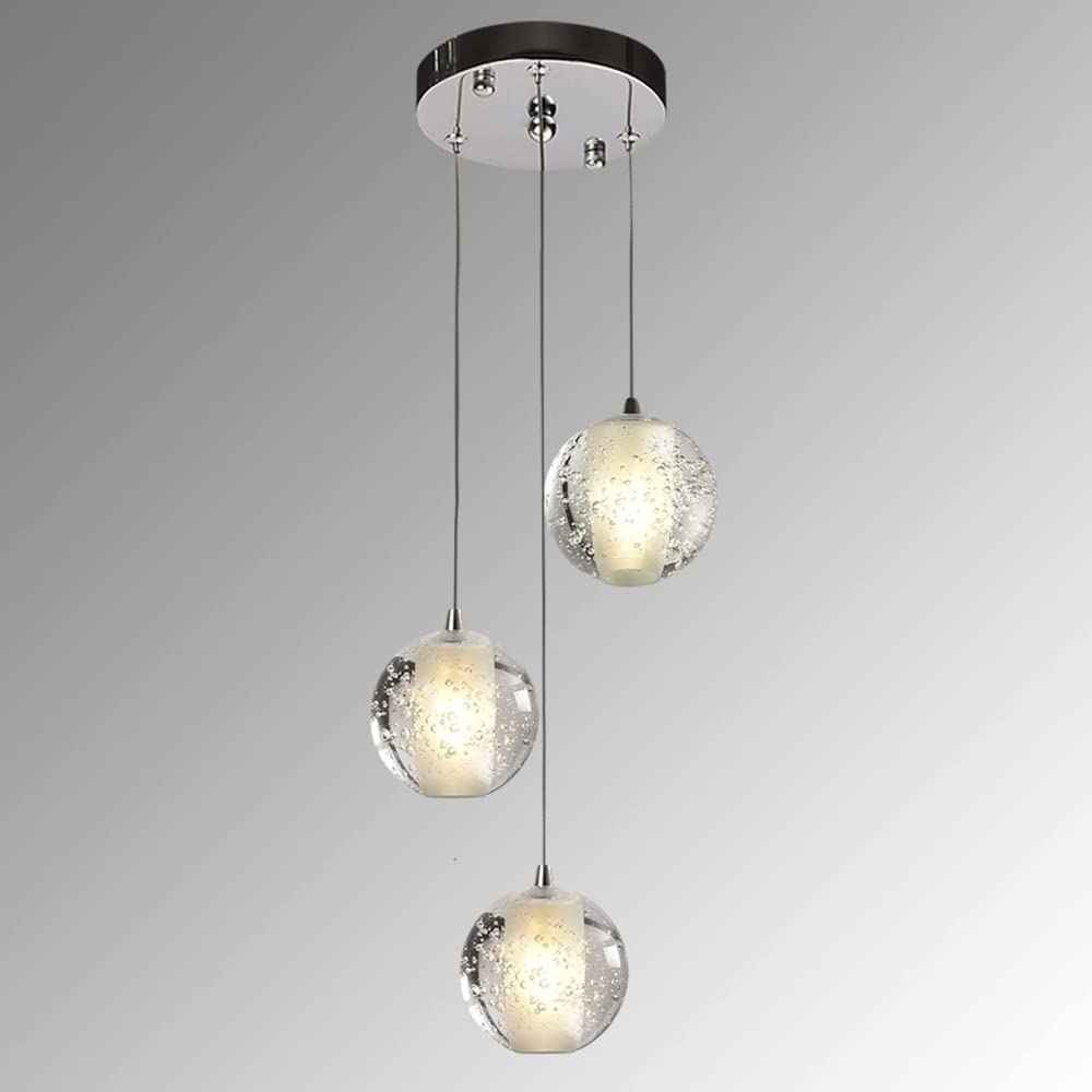 Lampe suspendue à boule transparente et lustre rétro de plafond intérieur