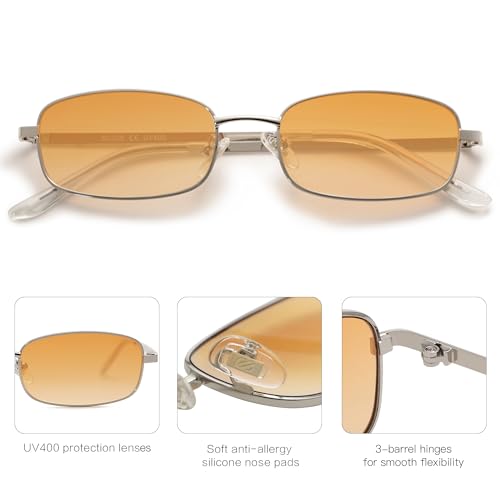 Image of SOJOS Trendy Rectangle Sunglasses Womens Mens, Retro 80s 90s Y2k Chic Narrow Thin Skinny Sunnies SJ1187
