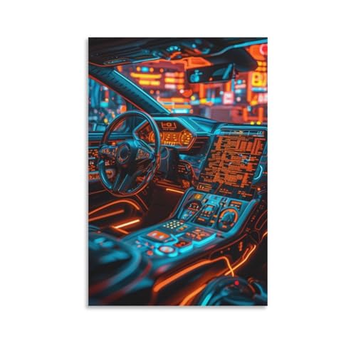 Impression sur toile voiture cybernétique de haute précision pour décoration murale élégante