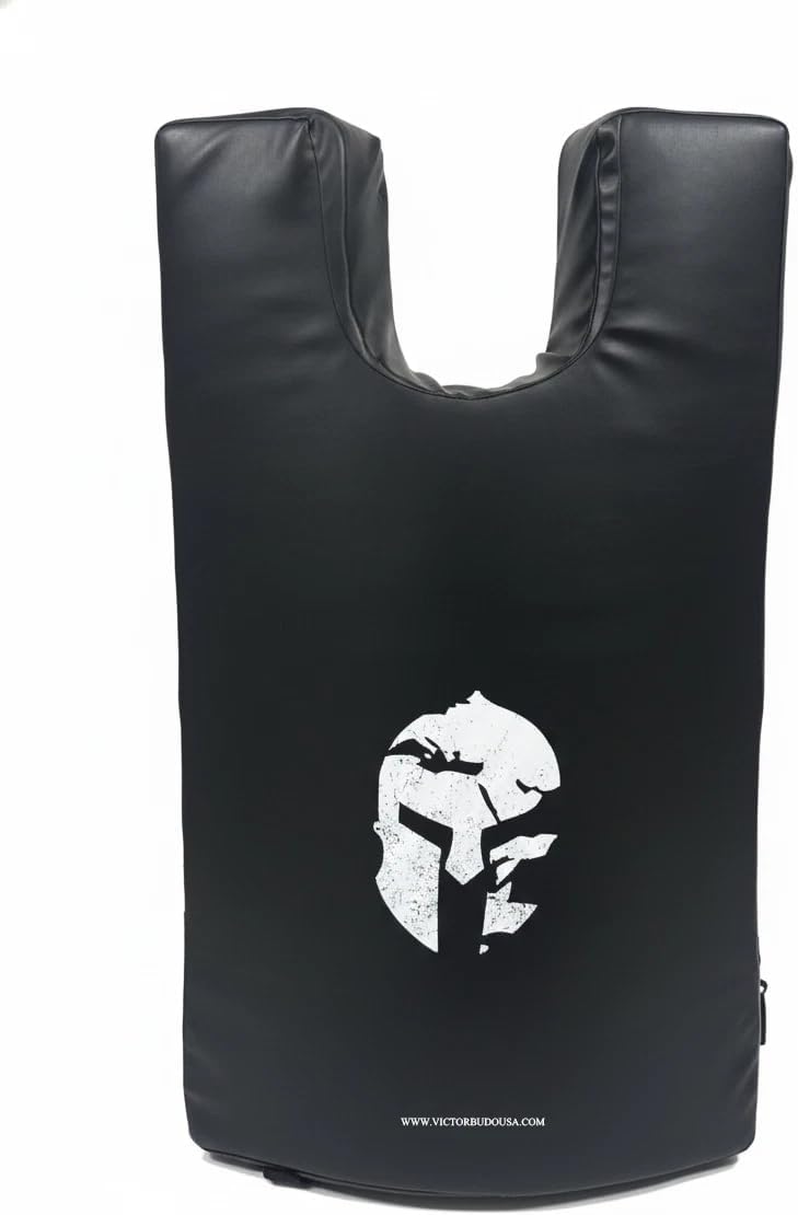 Victorbudo Kick Shield Maya Hide Leather Training Pad for Kickboxing, Muay Thai, MMA & Karate | Heavy-Duty Body Shield for Punching & Kicking Practice (Black)