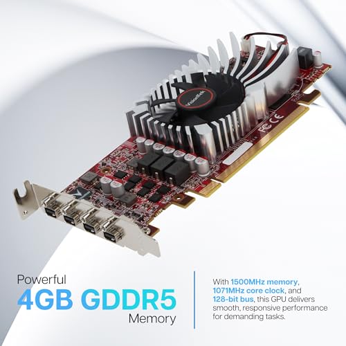 Image of VisionTek AMD Radeon RX 550 4GB GDDR5 4x Mini DP Graphics Card | 4 Monitor Support, Low Profile SFF, Full Height Bracket Included, Single Slot, 50W Bus Powered, Multi-Display Productivity