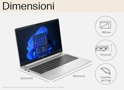 HP Probook 450 G10 Notebook, Silber, RAM 24 GB, SSD 1256 GB (256 GB + 1 TB), FullHD-Display 15,6 Zoll, Intel i5-1334U 10 Core mit 4,6 GHz, Fingerprint, Win11 Pro, Open OFFICE, Maus bereit – Bild 4
