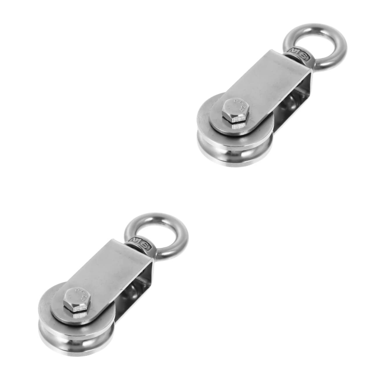 FUNOMOCYA 2 Pcs Ring Pulley Clothesline Pulley Lifting Block Pulley Pullies Pulley Block Swivel Pulley for Cable Heavy Duty Pulley Wheel Rope Wheel Pulley Small Pulley Stainless Steel Silver