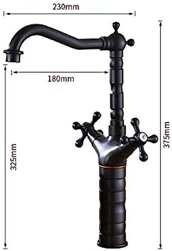Robinet de lavabo rétro noir mat à double commande et finition premium - 3