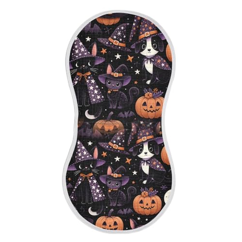 Muslin Baby Burp Cloths, Witch Cat Dog Cotton Soft Burp Cloths for Newborns​​, Extra Absorbent Burp Cloths 1-Pack​​, 22 x 11 Inch