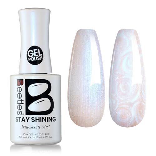Image of Beetles Pearl Gel Nail Polish - 15ml Stay Shining Iridescent Mist Gel Polish White Blue Sparkle Thread Effect Nail Art Uv Led Home Salon Long-Lasting Soak-Off Nail Gel Gift for Women