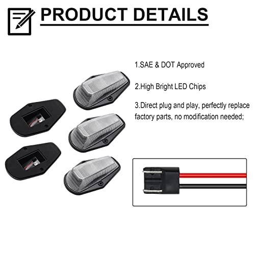 Mynoway Front Led Cab Roof Marker Light Replacement For F150 F250 F350 1984-1997, F250 Hd 1997, F Super Du-Ty 1988-1997, Top Mounted Clearance Running Lamp Assembly, Replace Oe Eotz15442E, F3Hz15442B #TOP4