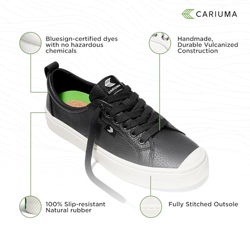 Image of Cariuma OCA Low Premium Leather Sneakers, Comfortable Shoes for Women, Lightweight & Sustainable, Versatile Casual Footwear with 100% Vegan Insoles, Rubber