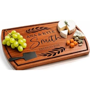 Personalized Christmas Gift for Couples – Custom Engraved Cutting Board, Walnut Wood Charcuterie Board, Unique Holiday Gift for Family, Newlyweds, or Housewarming, Custom Kitchen Decor