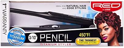 RED by KISS Titanium Styler Pencil Flat Iron 3/10" – Ultra-Precise Edge & Pixie Cut Styling, 450°F Max Heat, Frizz-Free, Instant Temperature Control, Professional & Home Use