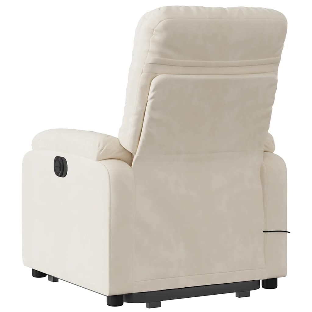 Massagesessel, elektrisch, beige, aus Mikrofaser, mit 6 Vibrationspunkten, Hebe- und Neigungsfunktion 135 Grad, stabiler Rahmen und Tasche