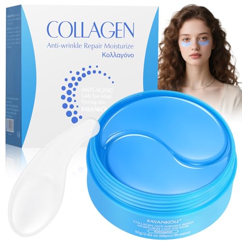 Vicloon 30 Pairs Collagen Under Eye Gel Patches, Under Eye Mask for Improve Dark Circles, Reduce Fine Lines, Eliminate Puffiness, Skin Care Products for Women Men, 60 Pcs