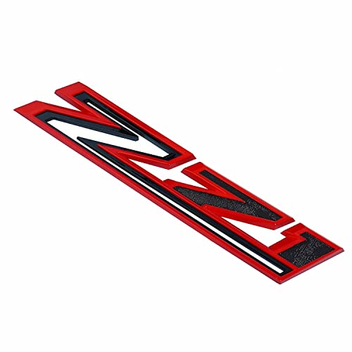 Image of 2X Large Size Z71 RH LH Side Fender Emblem Nameplate Badge Decal Replacement for 2019-2021 Chevy Silverado (Black Red)