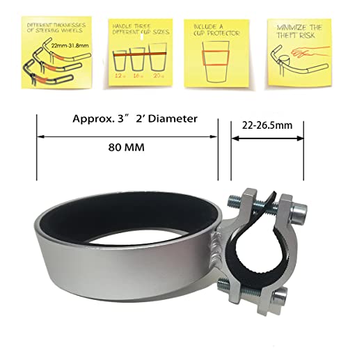 Ecity Bicycle Handlebar Coffee Cup Holder Aluminum Cup Bottle Handlebar Holder Cruiser Bike Mountain Road Bicycle Bike Water Bottle Coffee Cup Holder (Silver) #TOP3