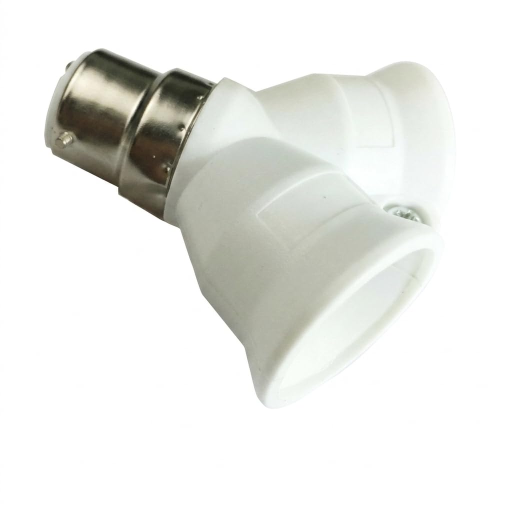 Yunmeryker E27 to Bayonet Cap Adapter for Home Lighting Conversion, B22 to E27 Double Bulb Holder with Copper Conductive Sheet, Screw Bayonet Bulb Light Socket Splitter Lamp Holder Adapter
