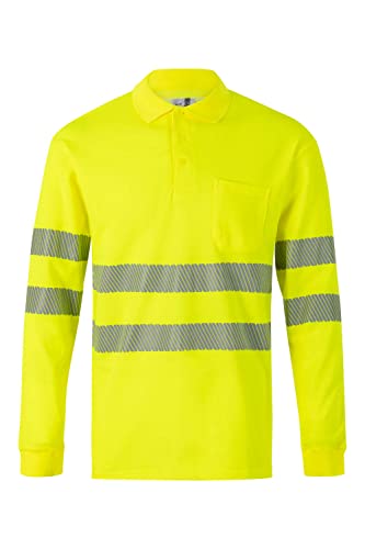 Polo de alta visibilidad transpirable de algodón Velilla 305524 con bandas segmentadas flexibles