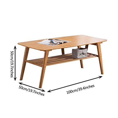 Table basse de rangement en bambou 100cm pour petite table à thé de salon - 4