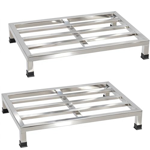 Yunlake 2 Packs Dunnage Rack 23.6x15.8x4inch Stainless Steel Dunnage Racks Commercial Food Service Storage...