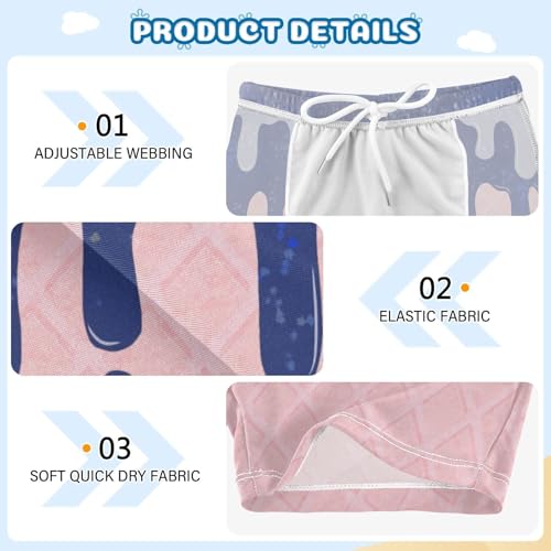 Boys Swim Trunks Quick Dry Bathing Suit Pink Ice Cream Blue Sky Toddler Swim Shorts Boardshorts Swimwear 3-103