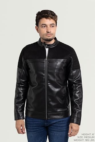 Image of X-Ray Men's Slim Fit Faux-Leather Moto Jacket with Removable Hood