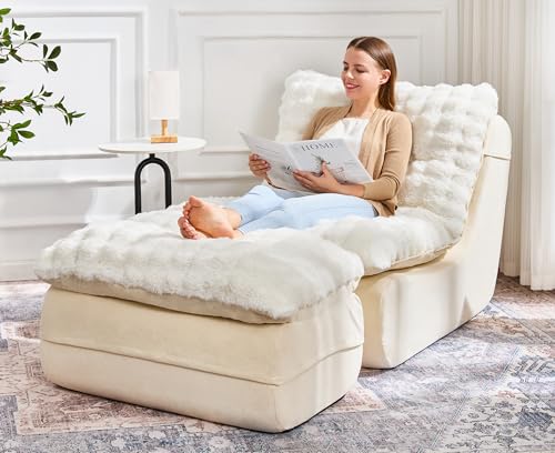 Image of Hobestluk Small Couch Sofa Chaise Lounge Chair Recliner Chair with Footrest