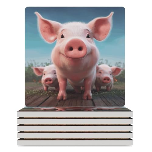 Dessous de verre carrés protection table céramique cochon