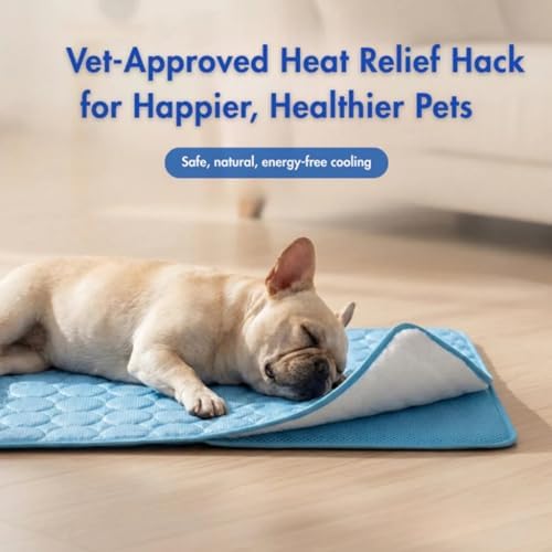 Alfombrilla de refrigeración para perros, transpirable, portátil, para verano, para perros, gatos, no tóxica, para uso en interiores y exteriores (L-70 x 55 cm)