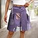 domirica Causal Shorts for Women Summer Dressy Casual Cute Purple Cat Print High Waisted Short Pants Fashion Elegant Pleated Wide Leg Button Knee Length Comfy Work Bermuda Shorts with Pockets,XL