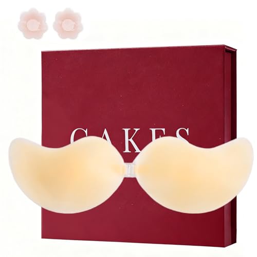 Cakes Cleavage Bra, Cakes Sticky Bra, Invisible Strapless Backless Push Up Self Adhesive Body Bras for Women 3 Colors
