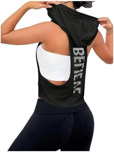 SweatyRocks Women's Sleeveless Low Cut Racerback Hoodies Wo...