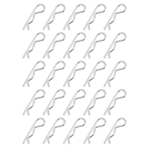 PATIKIL M2.5 x 45 mm Cotter Pin Assortment Kit, 30 Pcs Heavy Duty R Clips Hardware Pin Carbon Steel Spring Fasteners Hitch Pin for Trailer Locking Lawn Mowers Truck, Silver Tone