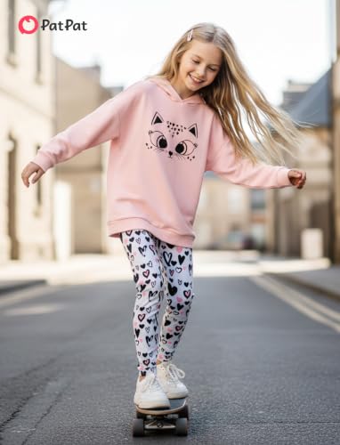 Image of PATPAT Girls 2 Piece Outfits Long Sleeve Hoodie and Leggings Clothing Set Outfits for Girls 4-12Y Fall /Winter Outfits