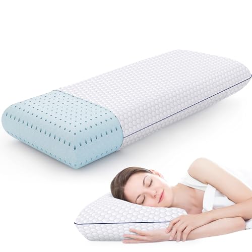 Memory Foam Pillows for Side, Back and Stomach Sleepers, Bed Pillow with Washable Cover and Breathable Mesh, Bed Pillow for Sleeping King Size (Grey)