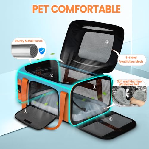 Image of Petskd Top-Expandable Pet Carrier 19x13x9 Inches for Southwest Allegiant Airlines Approved, Soft-Sided Carrier for Small Dog Under 15 lbs and Large Cat Under 20 lbs(Blue)
