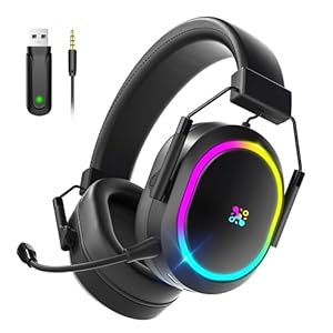 Dual Wireless Gaming Headset for PS5 PS4, 2.4 GHz Bluetooth Gaming Headphones with Noise Canceling Mic, 50+ Hrs & Surround Sound Gamer Headsets for PC Laptop Nintendo Switch, ONLY Wired Mode for Xbox