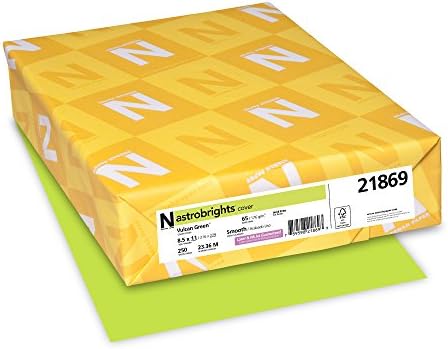 Neenah Wausau 21869 Astrobrights Colored Cardstock, 8.5” x 11”, 65 lb / 176 GSM, Vulcan Green, 250 Sheets